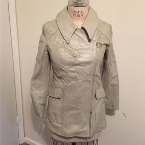 Vintage 1970's Gray Leather Coat Jacket